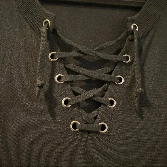 Torrid Lace-Up Black Long-Sleeve Midi Dress - Picture 2 of 4